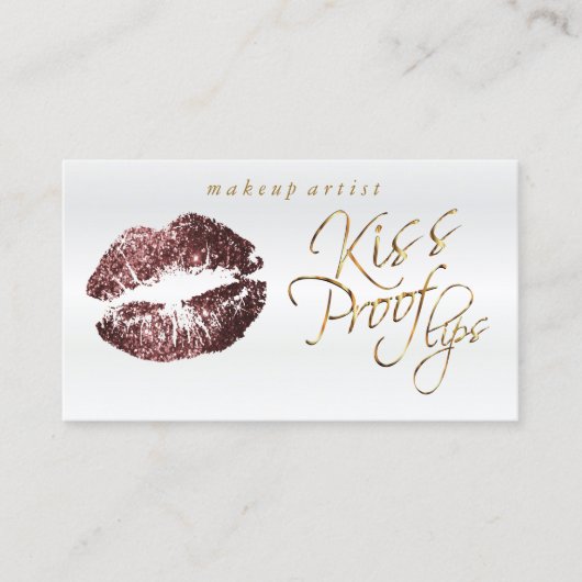 Kiss Proof Lips - Dunkle Rose Glitzer Visitenkarte (Vorderseite)