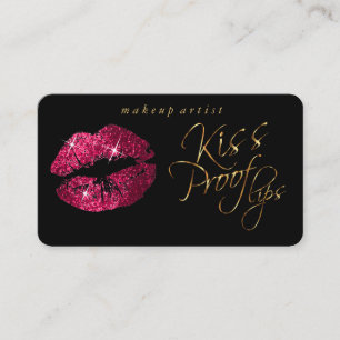 Kiss Proof Lips - Hot Pink Glitzer und Gold Visitenkarte