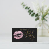 Kiss Proof Lips - Rosa Glitzer und Gold Visitenkarte (Stehend Vorderseite)