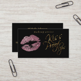 Kiss Proof Lips - Rose Glitzer und Elegantes Gold Visitenkarte
