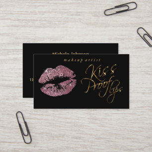 Kiss Proof Lips - Rose Glitzer und Elegantes Gold Visitenkarte