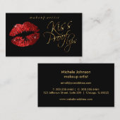 Kiss Proof Lips - Roter Glitzer und Elegantes Gold Visitenkarte (Vorne/Hinten)