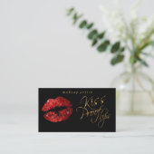 Kiss Proof Lips - Roter Glitzer und Elegantes Gold Visitenkarte (Stehend Vorderseite)
