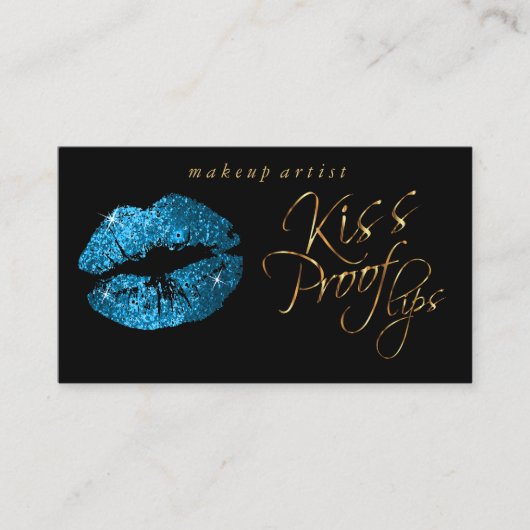 Kiss Proof Lips - Türkisfarbener Glitzer und Gold Visitenkarte (Vorderseite)