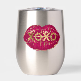 Kiss Red Lips Gold Glitzer XOXO