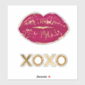 Kiss Red Lips Gold Glitzer XOXO Aufkleber (Blatt)