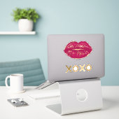 Kiss Red Lips Gold Glitzer XOXO Aufkleber (Laptop auf Schreibtisch)