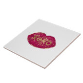 Kiss Red Lips Gold Glitzer XOXO Fliese (Seite)