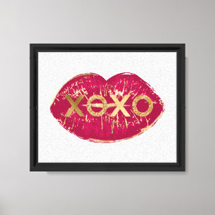 Kiss Red Lips Gold Glitzer XOXO Leinwanddruck