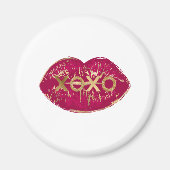 Kiss Red Lips Gold Glitzer XOXO Magnet (Vorne)