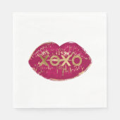 Kiss Red Lips Gold Glitzer XOXO Serviette (Vorderseite)