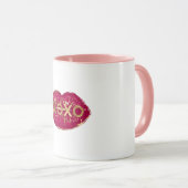 Kiss Red Lips Gold Glitzer XOXO Tasse (VorderseiteRechts)