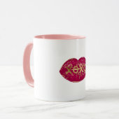 Kiss Red Lips Gold Glitzer XOXO Tasse (Vorderseite Links)