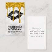 Kiss Stain | Gold Glitzer Tropfen | Hintergrundinf Visitenkarte (Vorne/Hinten)