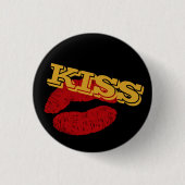 KISS-Taste, Rote Lippen - Liebe / Party benutzerde Button (Vorderseite)