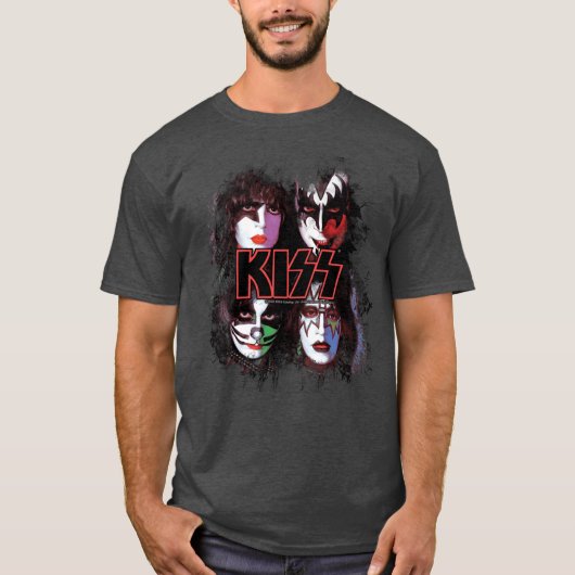 KISS the Band All Members Faces brush effect T-Shirt (Vorderseite)