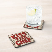 Kiss the Chef Rustic Farmhouse Kitchen Getränkeuntersetzer (Rechte Seite)