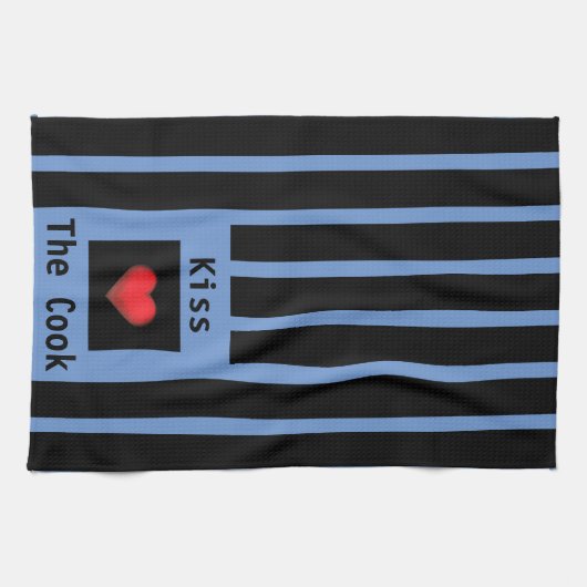 Kiss the Cook Customizable Blue Kitetücher Geschirrtuch (Horizontal)