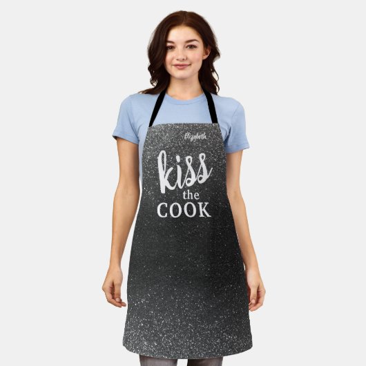 Kiss The Cook Food Koch Kitchen GRILLEN Baker Glit Schürze (Getragen)
