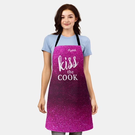 Kiss The Cook Food Koch Kitchen GRILLEN Baker Glit Schürze (Getragen)