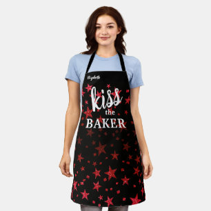 Kiss The Cook Food Koch Kitchen Star Baker Glitzer Schürze