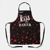 Kiss The Cook Food Koch Kitchen Star Baker Glitzer Schürze (Vorderseite)