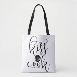 Kiss The Cook Modern Script Personalisiert Tasche