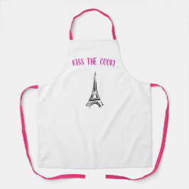 Kiss the cook Paris apron pink and black valentine Schürze