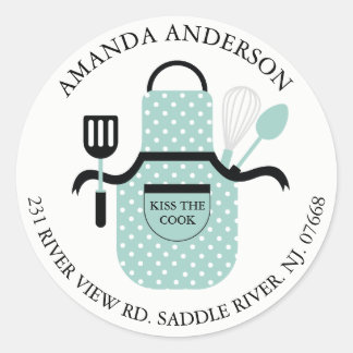Kiss the Cook Schürze Kitchen Address Label Aufkle Runder Aufkleber