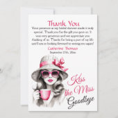 Kiss the Miss Goodbye Brautparty Tee Party Dankeskarte (Vorderseite)