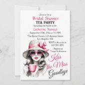 Kiss the Miss Goodbye Brautparty Tee Party Einladung (Vorderseite)