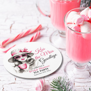 Kiss the Miss Goodbye Brautparty Tee Party Runder Pappuntersetzer