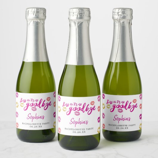 Kiss the Miss Goodbye Mini Sparkling Weinlabel Schaumweinetikett (Flaschen)