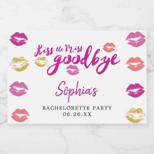 Kiss the Miss Goodbye Mini Sparkling Weinlabel Schaumweinetikett (Einzelnes Label)