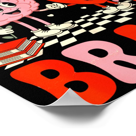Kiss Your Brain Women Valentine's Day Retro School Poster (Ecke)