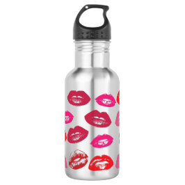 Kissbare Lippen (Küsseln der Lippen, Rot und Rosa  Edelstahlflasche