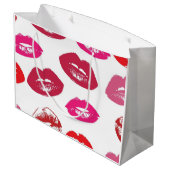 Kissbare Lippen (Küsseln der Lippen, Rot und Rosa Große Geschenktüte (Rückseite Schrägansicht)