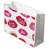 Kissbare Lippen (Küsseln der Lippen, Rot und Rosa Große Geschenktüte (Vorderseite Schrägansicht)