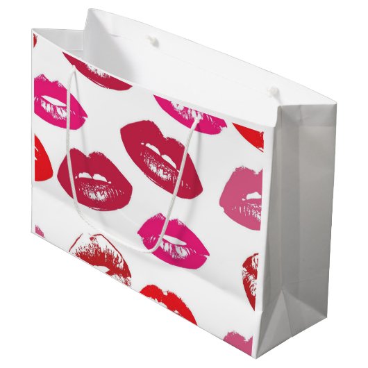 Kissbare Lippen (Küsseln der Lippen, Rot und Rosa Große Geschenktüte (Vorderseite Schrägansicht)