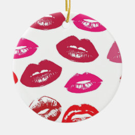 Kissbare Lippen (Küsseln der Lippen, Rot und Rosa  Keramik Ornament