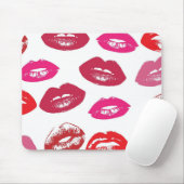Kissbare Lippen (Küsseln der Lippen, Rot und Rosa  Mousepad (Mit Mouse)