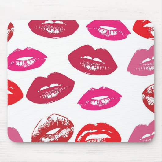 Kissbare Lippen (Küsseln der Lippen, Rot und Rosa  Mousepad (Vorne)