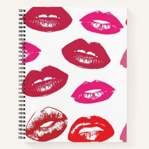 Kissbare Lippen (Küsseln der Lippen, Rot und Rosa Notizblock