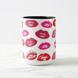 Kissbare Lippen (Küsseln der Lippen, Rot und Rosa  Zweifarbige Tasse