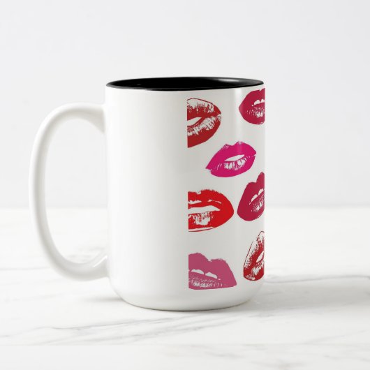 Kissbare Lippen (Küsseln der Lippen, Rot und Rosa Zweifarbige Tasse (Links)