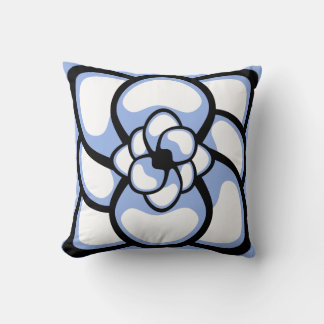 Kissen, Abstrakte Blume 3, blau weiß Kissen
