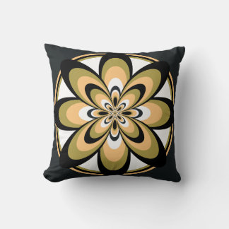Kissen, Abstrakte Blume 4, Schwarzer Olive Tan Kissen