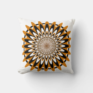 Kissen, Abstrakte Blume 5, orange, schwarz Kissen