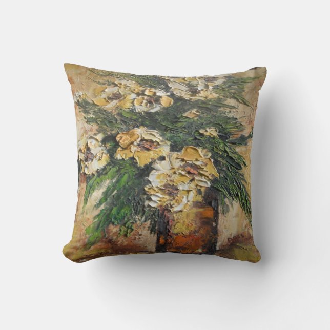 Kissen Ann Hayes, das gelbe Blumen im Vase malt (Vorderseite)