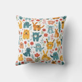 Kissen aus beigefarbenem Kissen mit Tieren (Rückseite)